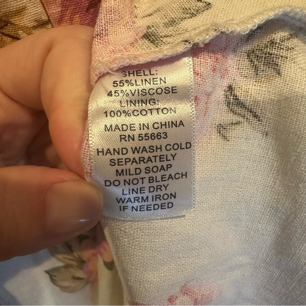ForCynthia Floral Linen Blend Dress - Pink and white - Picture 7 of 7